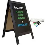 Large Sturdy Handcrafted 40&#034; x 20&#034; Wooden A-Frame Chalkboard Display / 4 Liquid