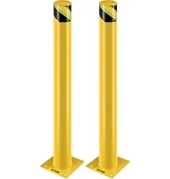 Safety Bollard Post 48&#034;H 4.5&#034;D Yellow Powder Coat Pipe Steel Barrier with 4 Bolt