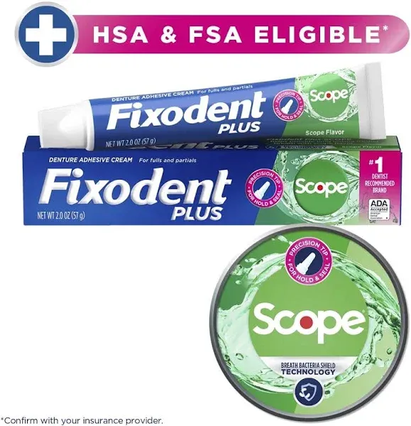 Fixodent Plus Scope Precision Hold & Seal Denture Adhesive - 2.0oz/2pk