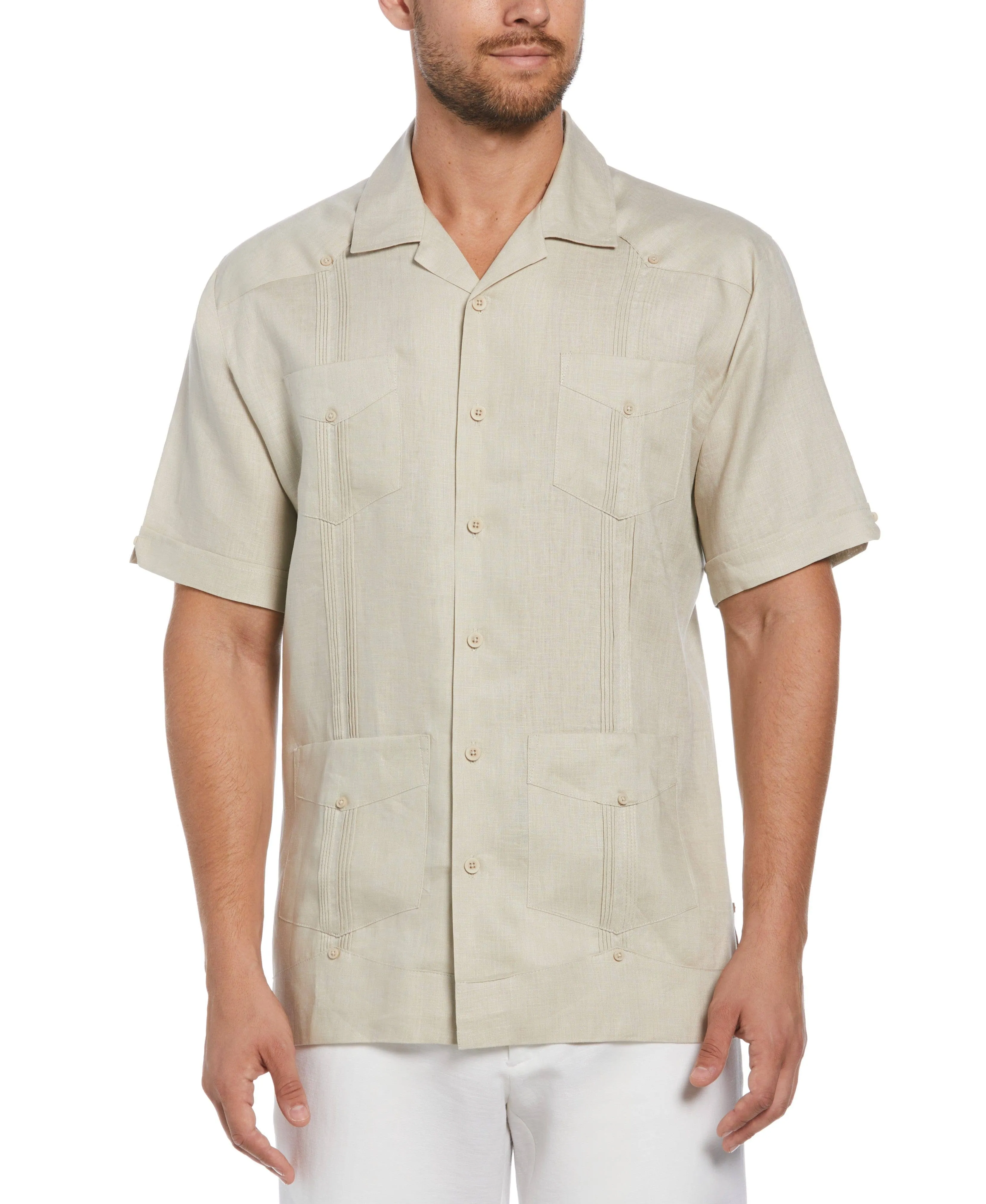 Cubavera Men's 100% Linen Four-Pocket Short Sleeve Button-Down Guayabera Shirt (Size Small-5x)