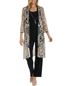 R&M Richards Women's Embellished Sequin Duster Jacket