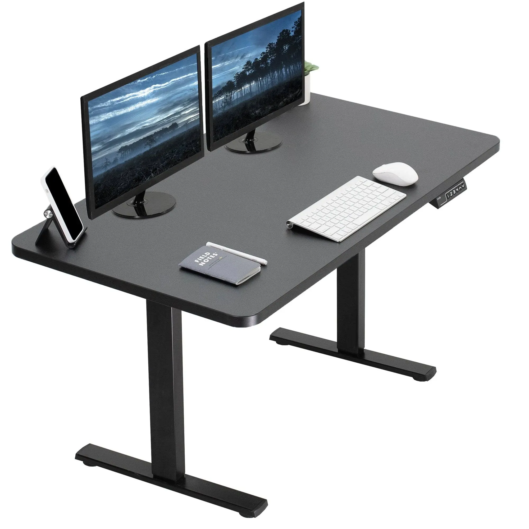 Vivo 43" x 24" Electric Desk, Black / Black