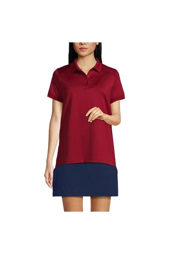 Lands' End Women's School Uniform Short Sleeve Rapid Dry Polo Shirt - Garnet