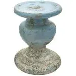 Creative Co-Op Distressed Blue Terracotta Pillar Candleholder