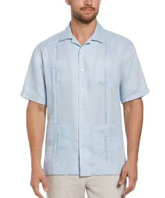 CUBAVERA Big &amp; Tall 4-Pocket Guayabera Shirt Mens 3XL Cashmere Blue Short Sleeve