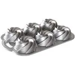 Nordic Ware Heritage Bundtlette Cake Pan, Metallic, Silver