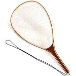 Tear Drop Fly Fishing Landing Net Wooden Frame Trout Bass Catch and Release 