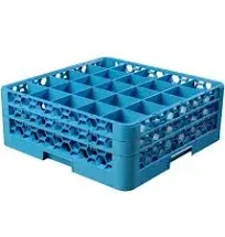 Carlisle RG25-214 OptiClean 25 Compartment Glass Rack with 2 Extenders, Blue