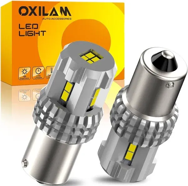 OXILAM Upgraded 1156 LED Bulbs Reverse Light, 6000K White 400% Brightness 3000 Lumens, BA15S 7506 1003 1141 P21W LED Bulb Used for Backup Tail Brake Turn Signal Blinker Lights, 2PCS