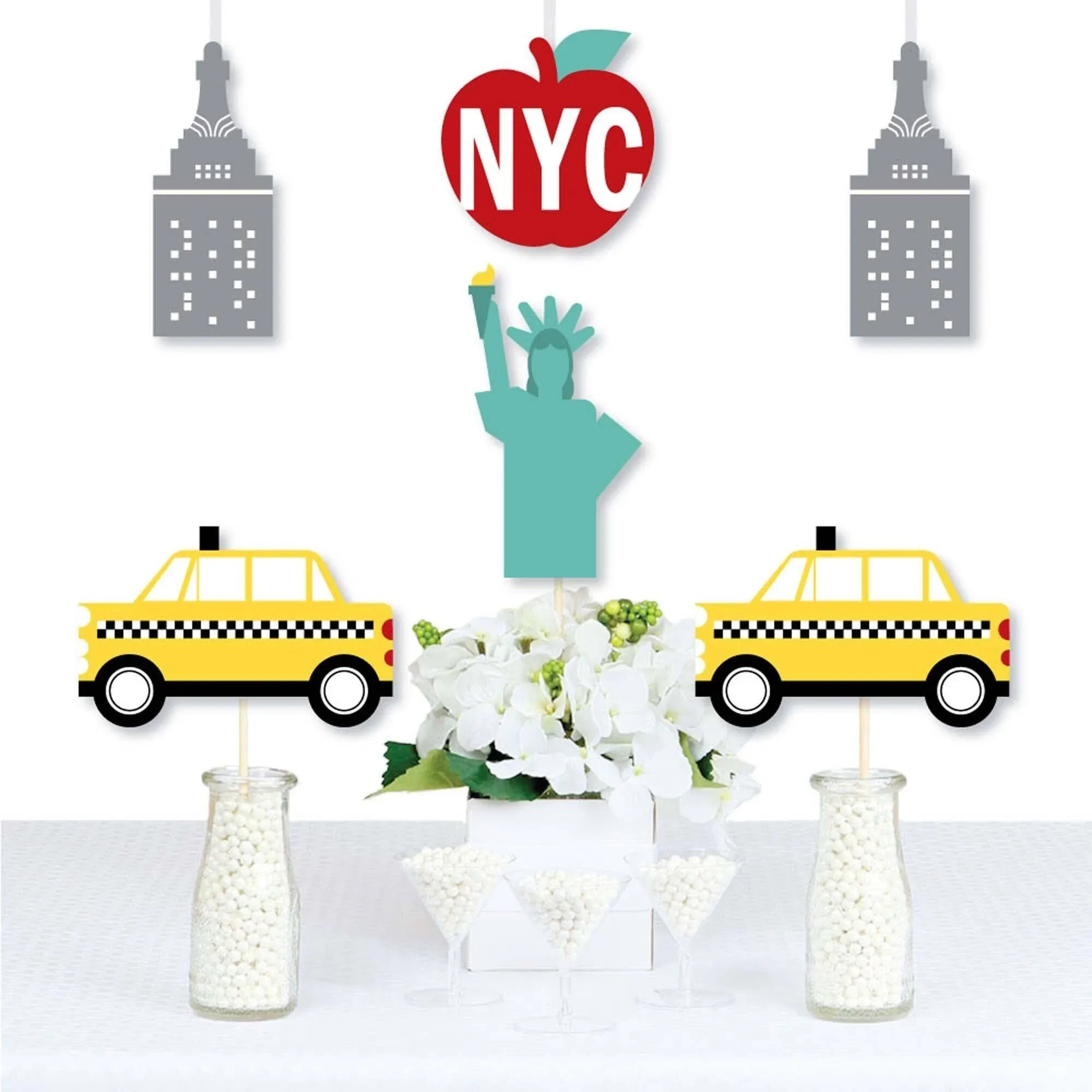 Big Dot of Happiness - Nyc Cityscape - Big Apple, Taxi, Skyscraper and Lady Liberty Decorations DIY New York City Party Essentials - Set of 20