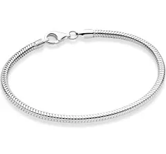 Miabella Solid 925 Sterling Silver Italian 3mm Snake Chain Bracelet for Women Men, Charm Bracelet, Made in Italy