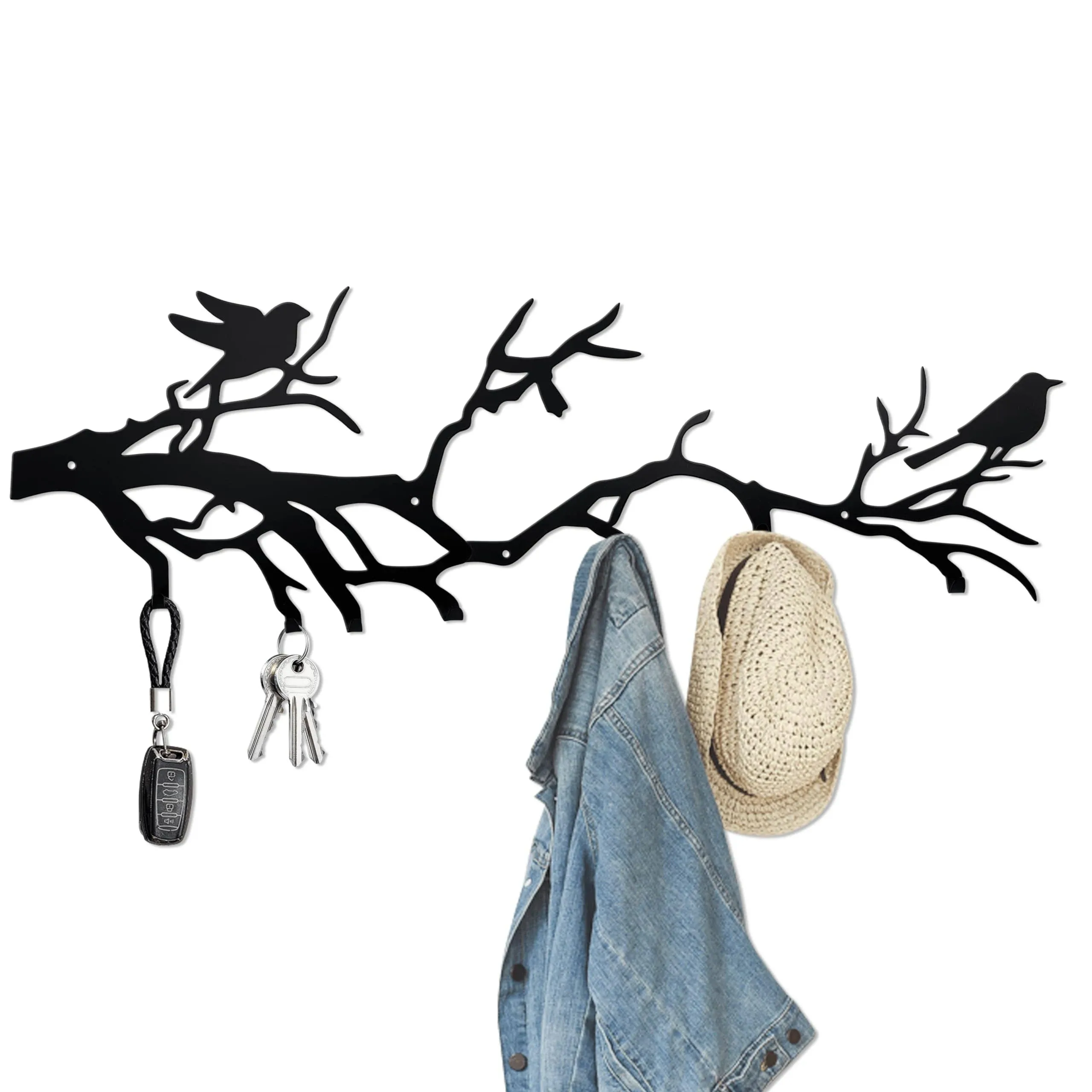 Ajqiomh Tree Branch Wall Decor, Wall Mounted Coat Rack - An Artistic Blend of Function and Design27.5 x 9.5",7 Hooks.