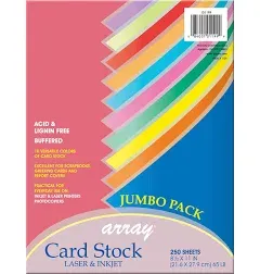 Colorful Card Stock Assortment, 10 Colors, 8-1/2" x 11", 250 Sheets