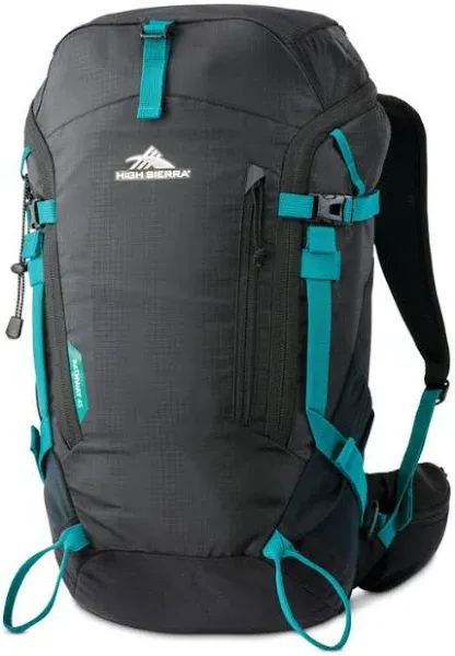 High Sierra 45L 2.0 Hiking Backpack With Hydration Storage Sleeve Black Green