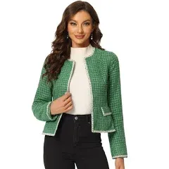 Plaid Tweed Cropped Blazer