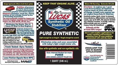 Lucas Oil 10130 Synthetic Oil Stabilizer