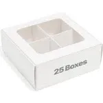 Small Cookie Boxes - White | 4 Treats - Window and Dividers | 6 x 6 x 2.4 Inc...