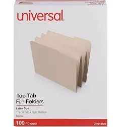 UNIVERSAL File Folders 1/3 Cut One-Ply Top Tab Third Position Legal Manila