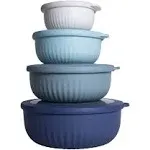 Cook with Color Wide Mixing Bowls with Lids 8 Piece Set Blue