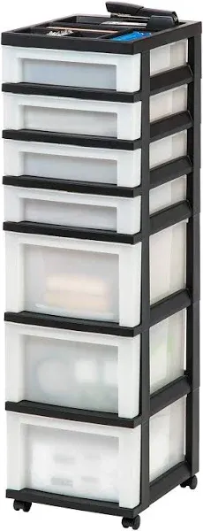 Iris 9 Drawer Storage Cart with Organizer Top Black