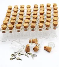 CTKcom 100pcs 0.5ml Extra Mini Tiny Clear Glass Jars Bottles with Cork Stoppers