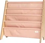 3 Sprouts Recycled Fabric Kids Book Rack Storage Bookshelf Organizer in Clay for Ages 3+