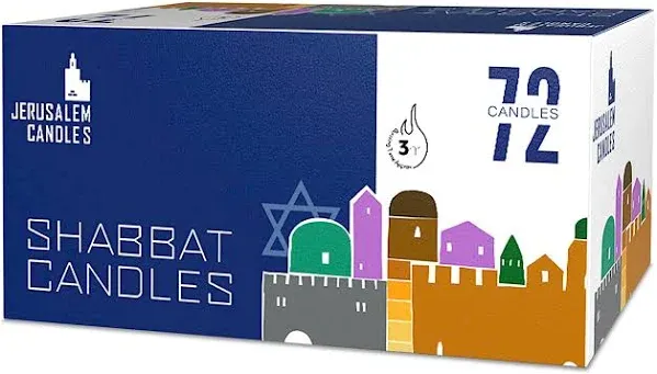 Jerusalem Candles Shabbat Candles - Traditional Shabbos Candles - 3 Hour - 1-...