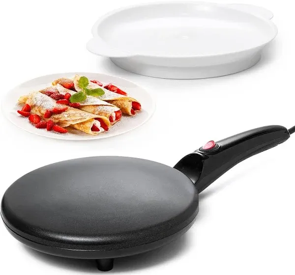 Moss & Stone 8" Electric Crepe Maker Pan Style Hot Plate Cooktop On/Off SW