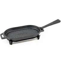 Cast Iron Grizzler Pan Griddle Sizzler Serving Steak Grill Cookware Skillet Dish