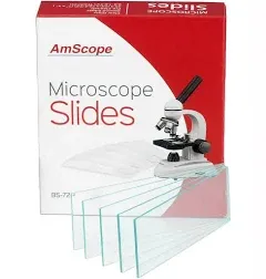 AmScope 72pcs Pre-Cleaned Blank Microscope SLIDES  &amp; 100pcs Glass Covers