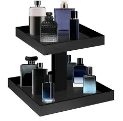 YAGELI Black Perfume Display Organizer Tray - Acrylic 2-Tier Bathroom Counter...