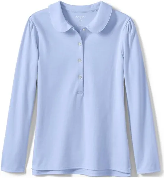 Lands' End Girls Long Sleeve Peter Pan Collar Polo Shirt