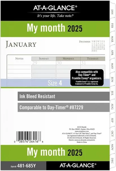 2025 At-a-glance Monthly Planner Refill, Desk size, January to December