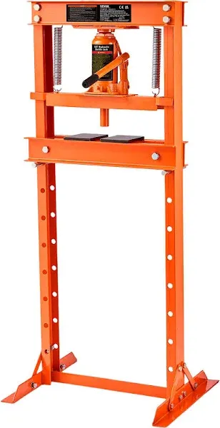 VEVOR Hydraulic 12 Ton H-Frame Garage Floor Adjustable Shop Press with Plates