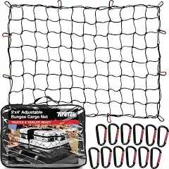 TireTek Truck Bed Cargo Net for Cars &amp; SUVs - 3&#039; x 4&#039; Stretches to 6&#039; x 