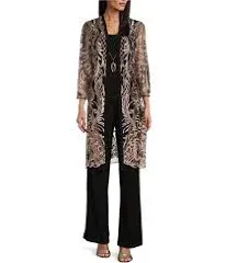 R&M Richards Women R&M Richards 3pc. Embellished Sequin Duster Pants Set