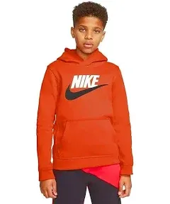 Nike Boys Hooded Sweatshirt Club Long Sleeve Fleece in Light Smoke Grey, Medium