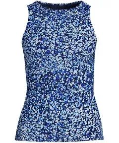 Lands' End Women's High Neck UPF 50 Modest Tankini Top Swimsuit