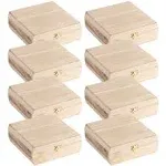 7.25&quot; Unfinished Curved Sides Wooden Box by Make Market - Ready-to-Decorate Wood Box for Trinkets, Coins, Jewlery, Valuables - Bulk 8 Pack