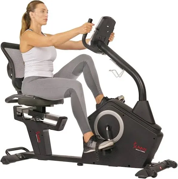 Sunny Health & Fitness Recumbent Bike with Programmable Display