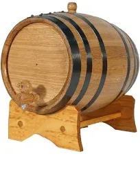 1 Gallon Oak Aging Barrel with Stand, Bung, and Spigot