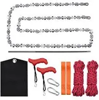 53 Inch Rope Saw, High Reach Tree Limb Hand Rope Chainsaw, 68 Sharp Teeth Blades, Rope Saw with 2 Extra Handles, Ropes, Webbing, S-hook and Carabiner, 1 Sharpener and Cloth Bag(53in)