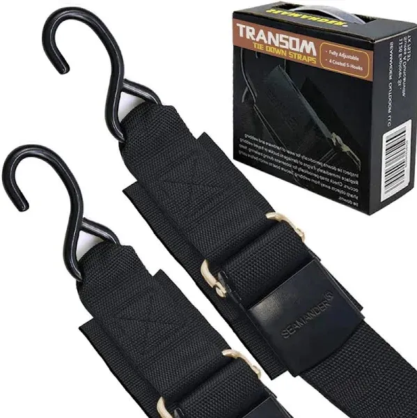 Seamander [Boat] Tie Down Transom [Strap]s - Marine Grade Heavy Duty 2" x 4ft Adjustable for Trailing - [Boat] [Trailer] Accessories for [Boat]ing Safety