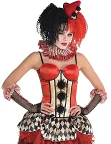 Circus Fantasy Corset - M/L (1 Pc) - Multicolor Clown-Inspired Waist Cincher, Comfortable & Stylish Design, Perfect for Halloween, Costume & Themed Parties