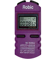 Robic Twelve Memory Chrono Stopwatch with Auto Lap-Counter and Up To 5th Place Times, Black (18140)