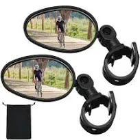 Hestya 2 Pieces Bike Mirror 360 Degree Adjustable Rotatable Handlebar Mirror Wide ...