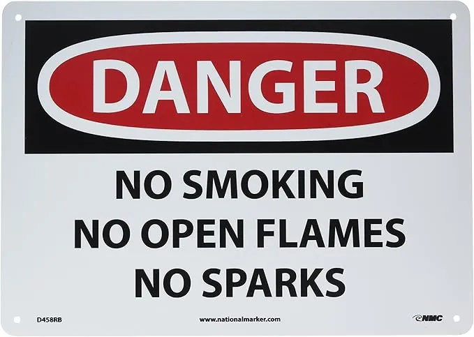 NMC Danger No Smoking No Open Flames No Sparks Sign