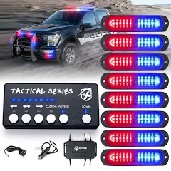 Xprite Red/Blue Set of 8 Tactical 12 Series LED Marker Strobe Lights