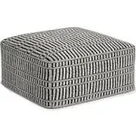 Simpli Home Safford Boho Square Woven Pouf in Black and White Recycled Pet Polyester