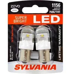 Sylvania ZEVO LED Light 1156 White 6000K Two Bulbs Rear Turn Signal Replace NEW